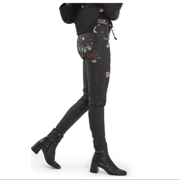 TOPSHOP SCRIBBLE COATED SKINNY JEANS - Picture 5 of 8